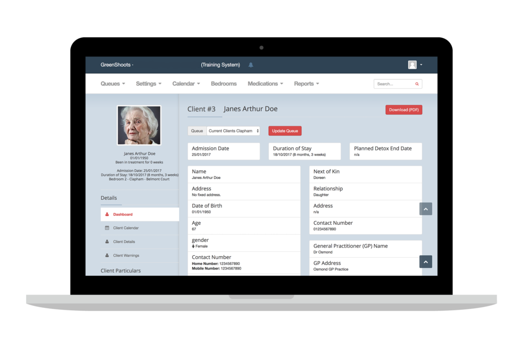 Laptop showing a client dashboard